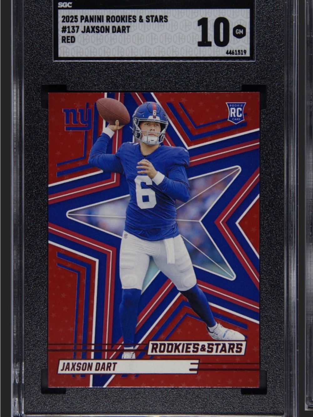 Panini Red & Blue Jaxson Dart Rookie Card SGC 10